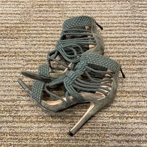 Worn twice, olive green rope sandals size 36